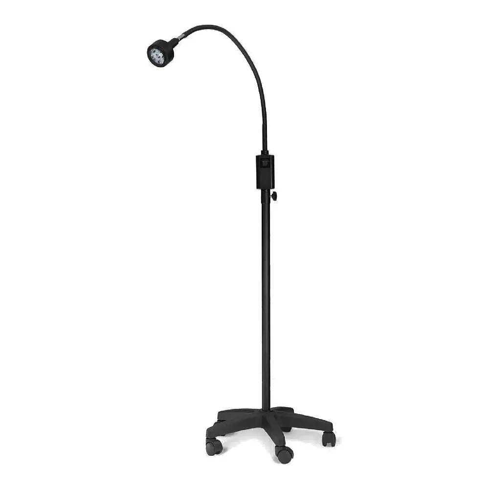 Lampe d'examen mobile sur pied à roulettes avec bras flexible